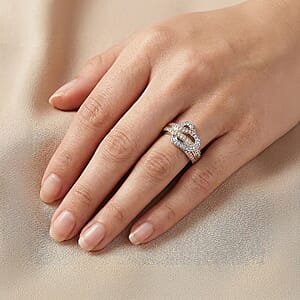 Luxuriant Lab Grown Diamond G-H SI 0.50 ctw Ring in 18K Vermeil YRG and Rhodium Over Sterling Silver (Size 11.0) (Del. In 10-12 Days)