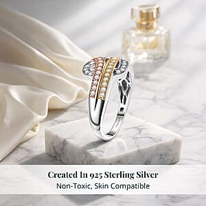 Luxuriant Lab Grown Diamond G-H SI 0.50 ctw Ring in 18K Vermeil YRG and Rhodium Over Sterling Silver (Size 11.0) (Del. In 10-12 Days)