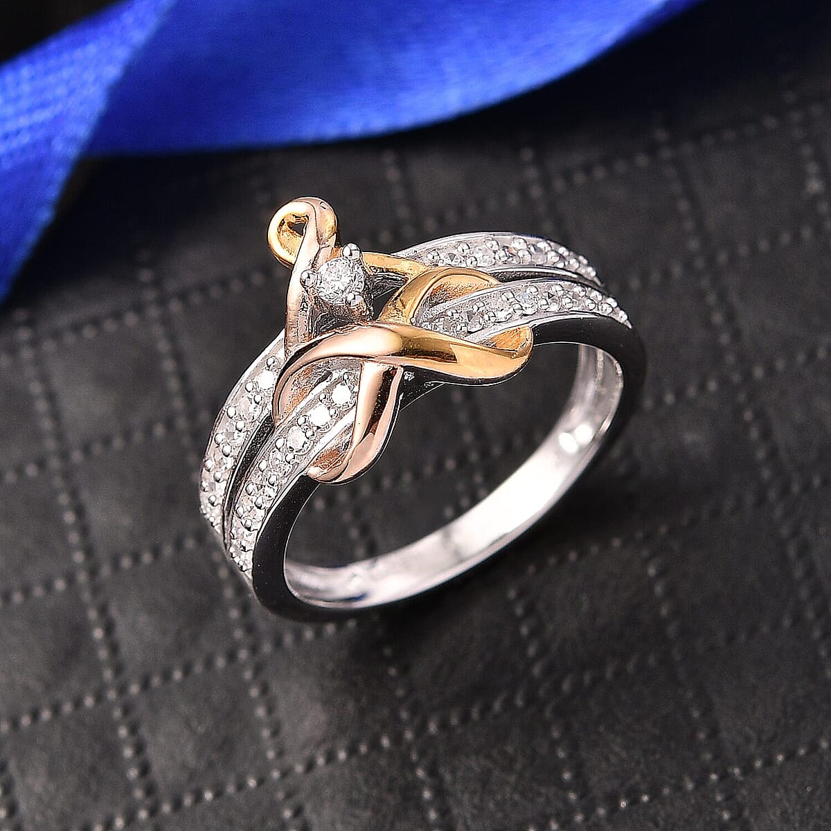 Luxuriant Lab Grown Diamond G-H SI 0.33 ctw Ring in 18K Vermeil YRG and Rhodium Over Sterling Silver (Size 5.5) (Del. In 10-12 Days) image number 1