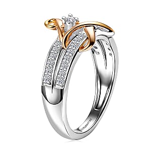 Luxuriant Lab Grown Diamond G-H SI 0.33 ctw Ring in 18K Vermeil YRG and Rhodium Over Sterling Silver (Size 7.5) (Del. In 10-12 Days)