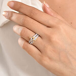 Luxuriant Lab Grown Diamond G-H SI 0.33 ctw Ring in 18K Vermeil YRG and Rhodium Over Sterling Silver (Size 12.5) (Del. In 10-12 Days)