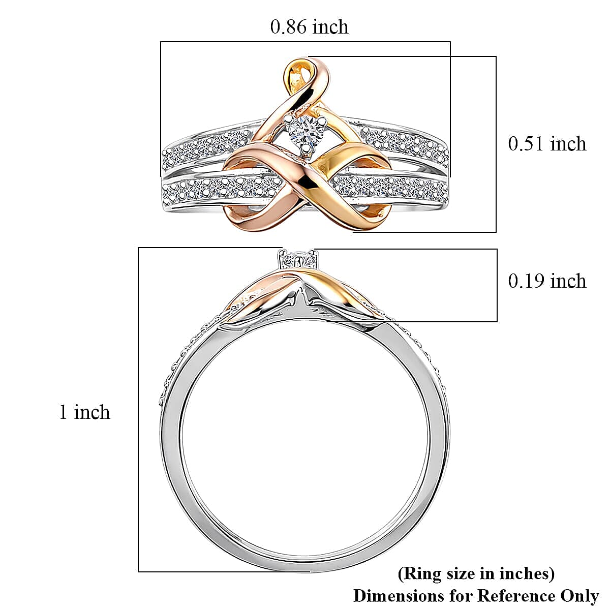 Luxuriant Lab Grown Diamond G-H SI 0.33 ctw Ring in 18K Vermeil YRG and Rhodium Over Sterling Silver (Size 12.5) (Del. In 10-12 Days) image number 5
