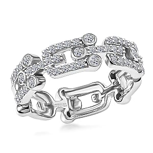 Luxuriant Lab Grown Diamond G-H SI 0.50 ctw Band Ring in Rhodium Over Sterling Silver (Size 7.5) (Del. In 10-12 Days)