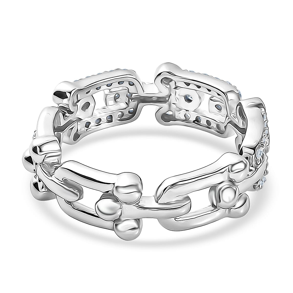 Luxuriant Lab Grown Diamond G-H SI 0.50 ctw Band Ring in Rhodium Over Sterling Silver (Size 7.5) (Del. In 10-12 Days) image number 4