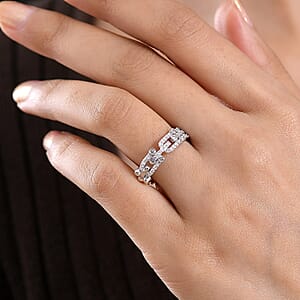 Luxuriant Lab Grown Diamond G-H SI 0.50 ctw Band Ring in Rhodium Over Sterling Silver (Size 10.5) (Del. In 10-12 Days)