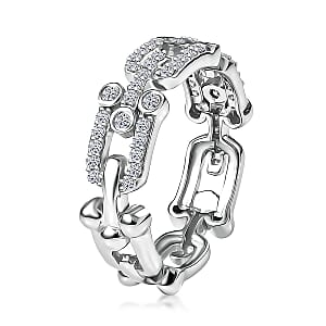 Luxuriant Lab Grown Diamond G-H SI 0.50 ctw Band Ring in Rhodium Over Sterling Silver (Size 11.5) (Del. In 10-12 Days)