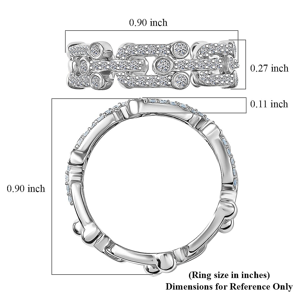 Luxuriant Lab Grown Diamond G-H SI 0.50 ctw Band Ring in Rhodium Over Sterling Silver (Size 11.5) (Del. In 10-12 Days) image number 5