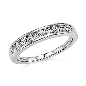 Luxuriant Lab Grown Diamond G-H SI 0.50 ctw Band Ring in Rhodium Over Sterling Silver (Size 12.0) (Del. In 10-12 Days)