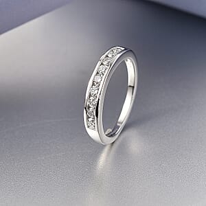Luxuriant Lab Grown Diamond G-H SI 0.50 ctw Band Ring in Rhodium Over Sterling Silver (Size 12.0) (Del. In 10-12 Days)