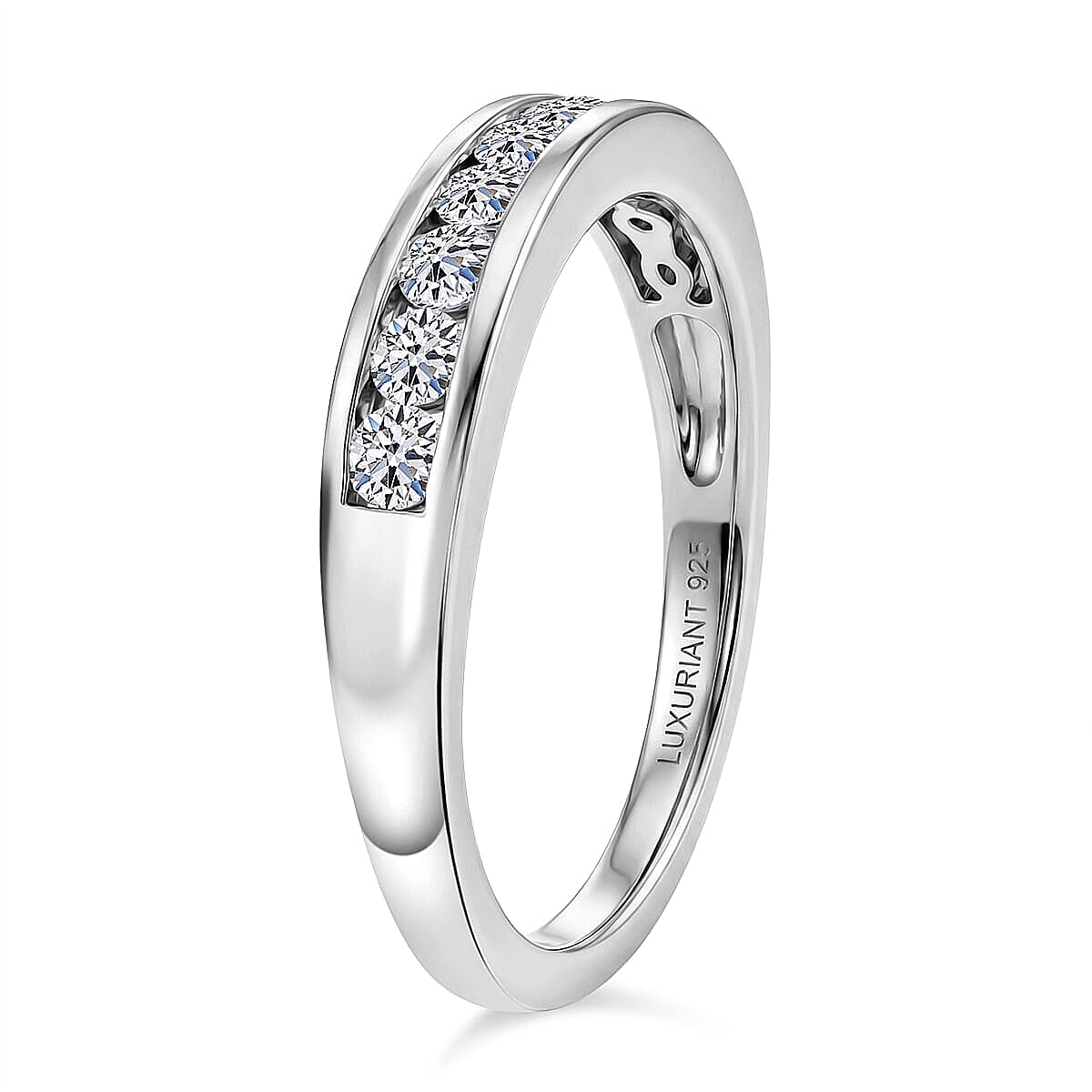 Luxuriant Lab Grown Diamond G-H SI 0.50 ctw Band Ring in Rhodium Over Sterling Silver (Size 12.0) (Del. In 10-12 Days) image number 3