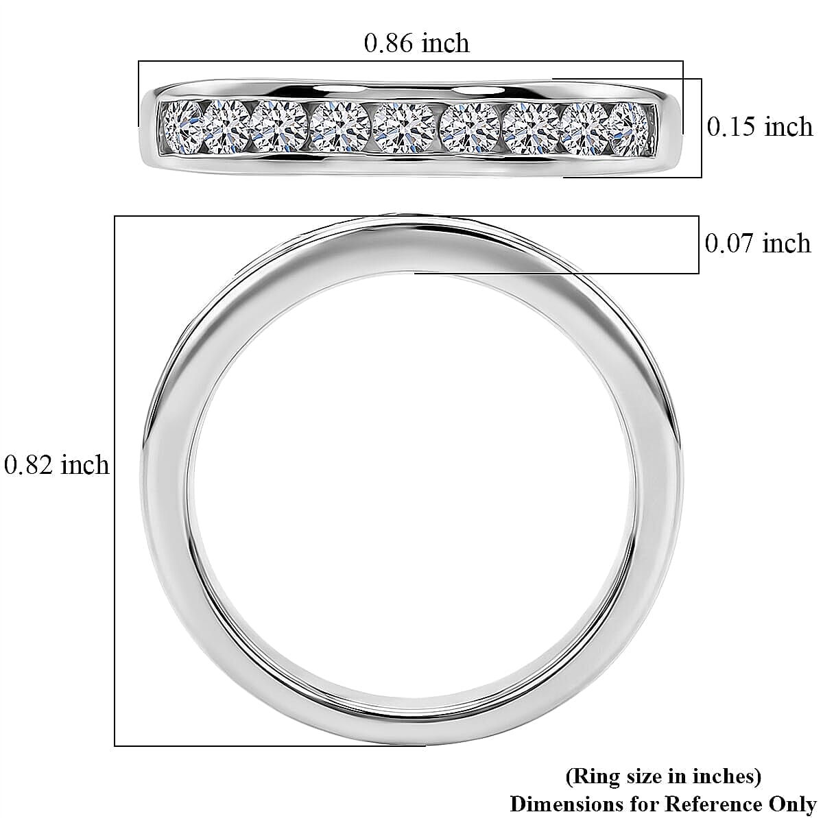 Luxuriant Lab Grown Diamond G-H SI 0.50 ctw Band Ring in Rhodium Over Sterling Silver (Size 12.0) (Del. In 10-12 Days) image number 5
