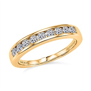 Luxuriant Lab Grown Diamond G-H SI 0.50 ctw Band Ring in 18K Vermeil Yellow Gold Over Sterling Silver