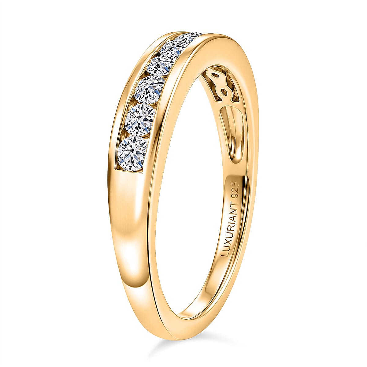 Luxuriant Lab Grown Diamond G-H SI 0.50 ctw Band Ring in 18K Vermeil Yellow Gold Over Sterling Silver image number 3