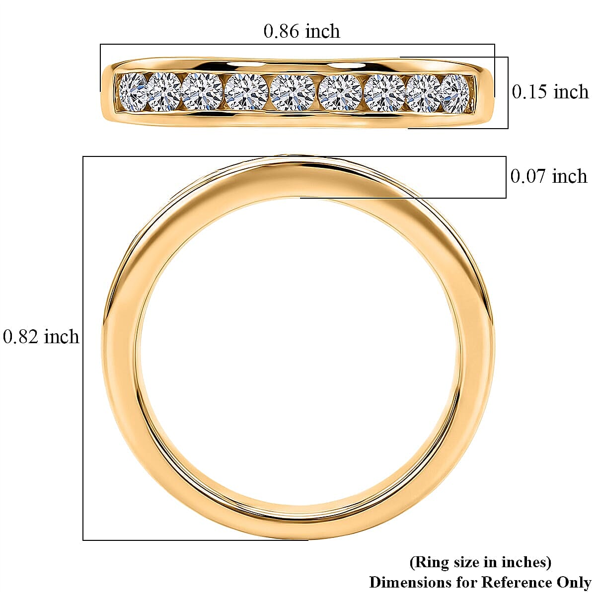 Luxuriant Lab Grown Diamond G-H SI 0.50 ctw Band Ring in 18K Vermeil Yellow Gold Over Sterling Silver image number 5