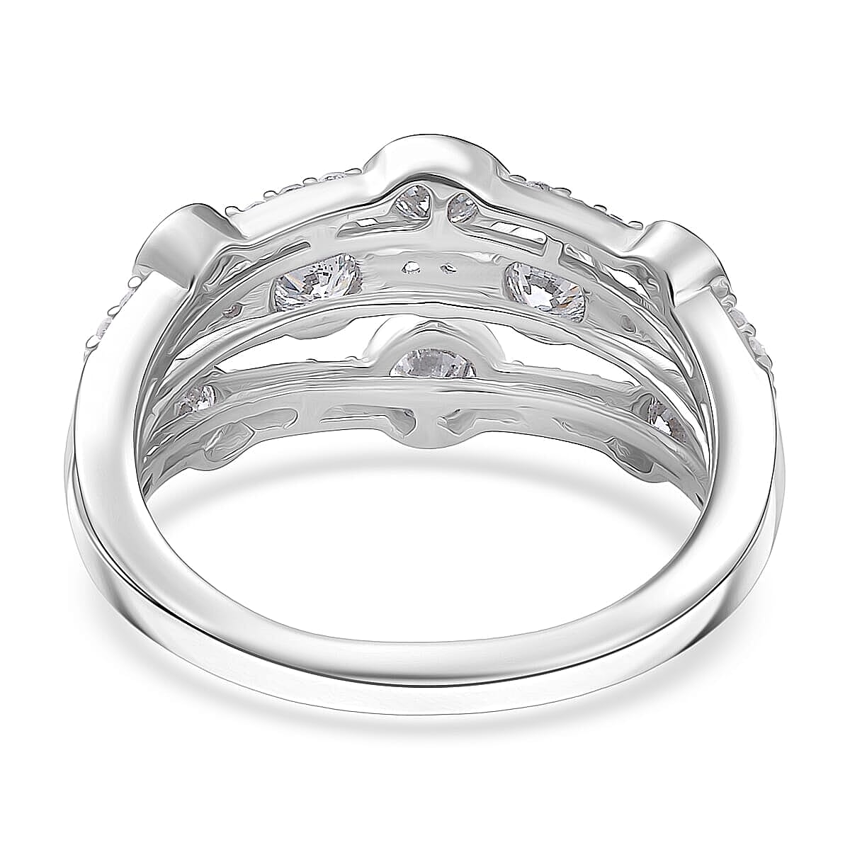 Luxuriant Lab Grown Diamond (G-H, SI) Ring in Rhodium Over Sterling Silver (Size 10.0) 1.10 ctw image number 4