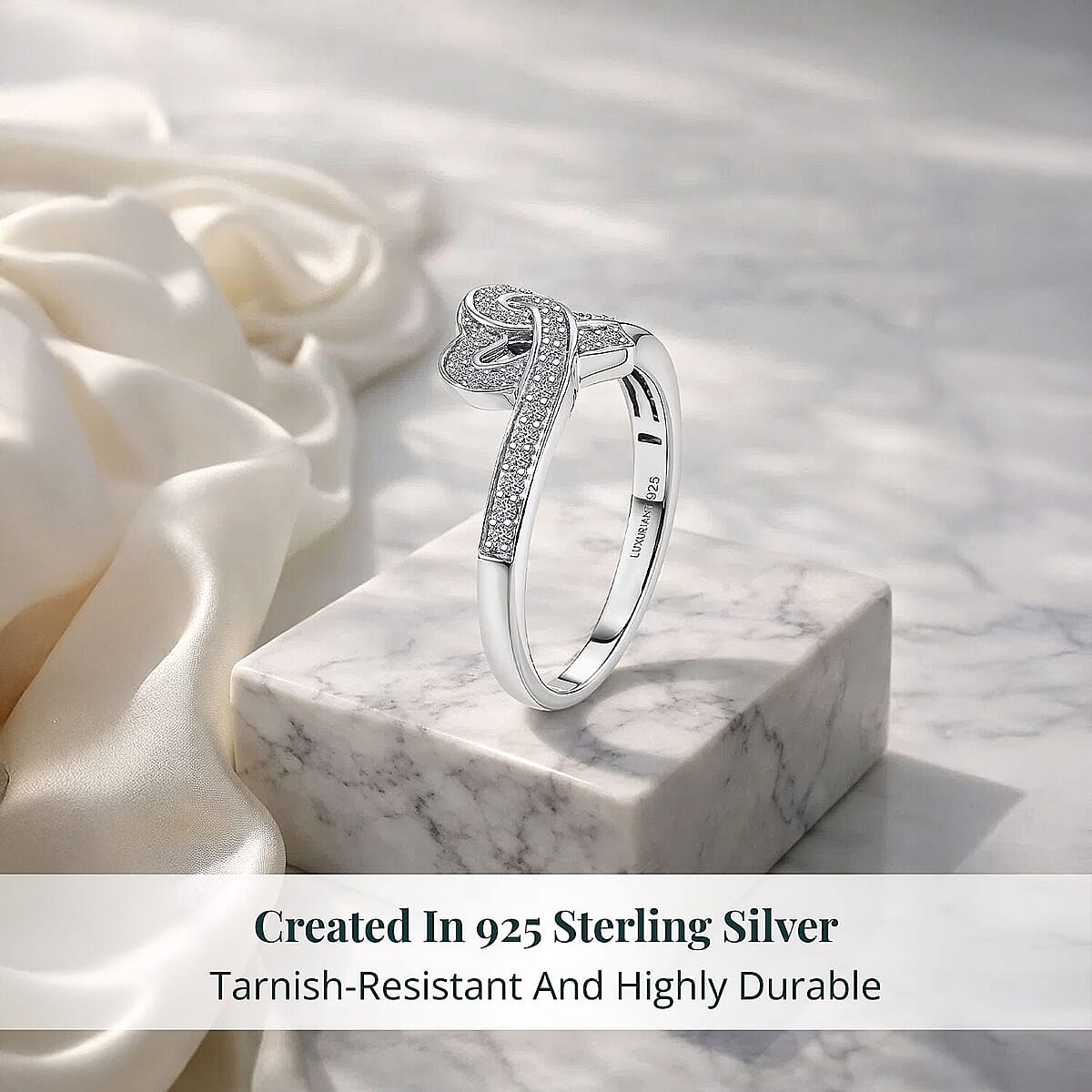 Luxuriant Lab Grown Diamond (G-H, SI) Ring in Rhodium Over Sterling Silver (Size 10.0) 0.30 ctw image number 2