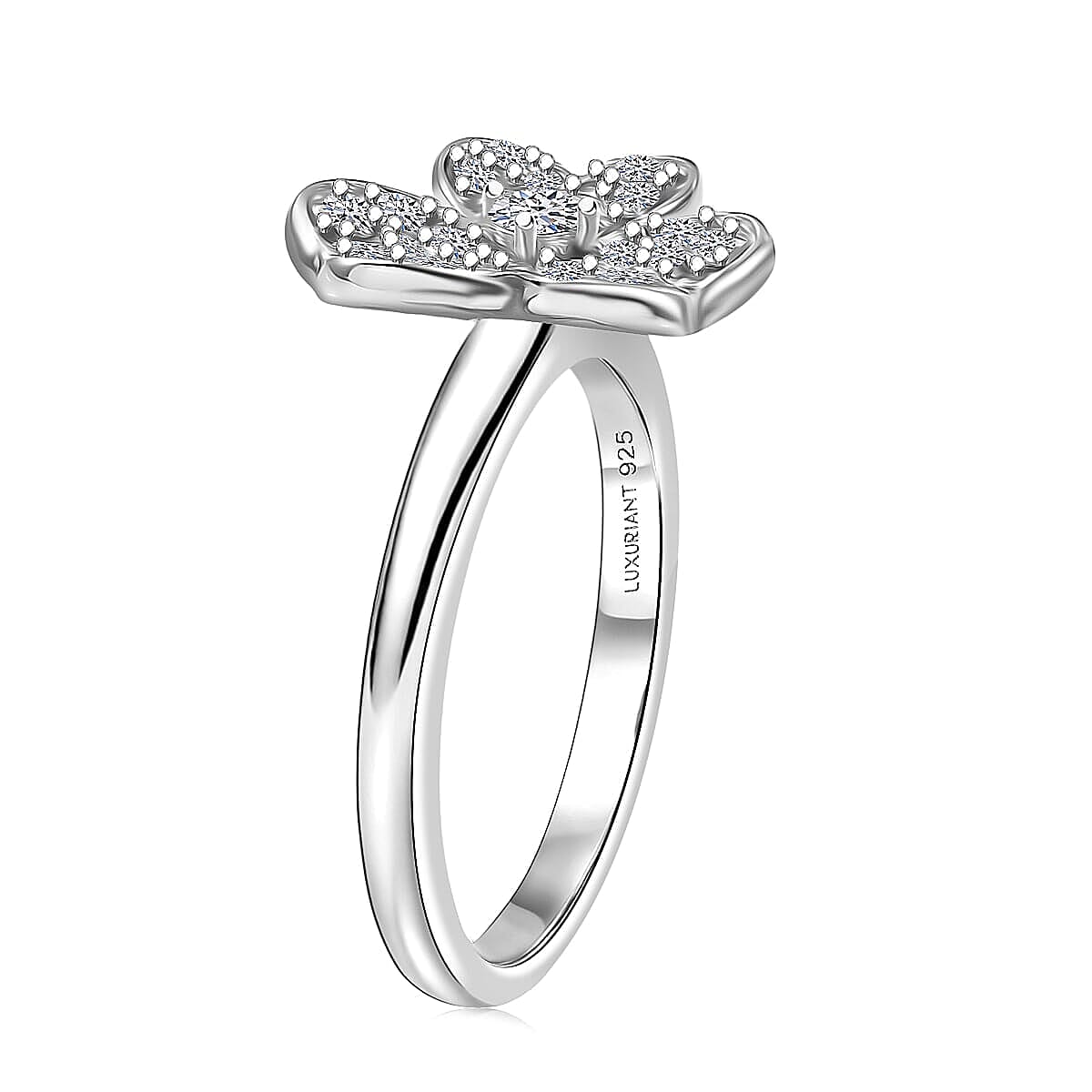 Luxuriant Lab Grown Diamond (G-H, SI) Ring in Rhodium Over Sterling Silver (Size 7.0) 0.50 ctw image number 2