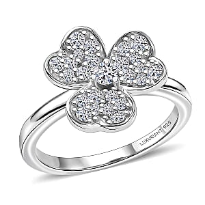 Luxuriant Lab Grown Diamond (G-H, SI) Ring in Rhodium Over Sterling Silver (Size 7.0) 0.50 ctw