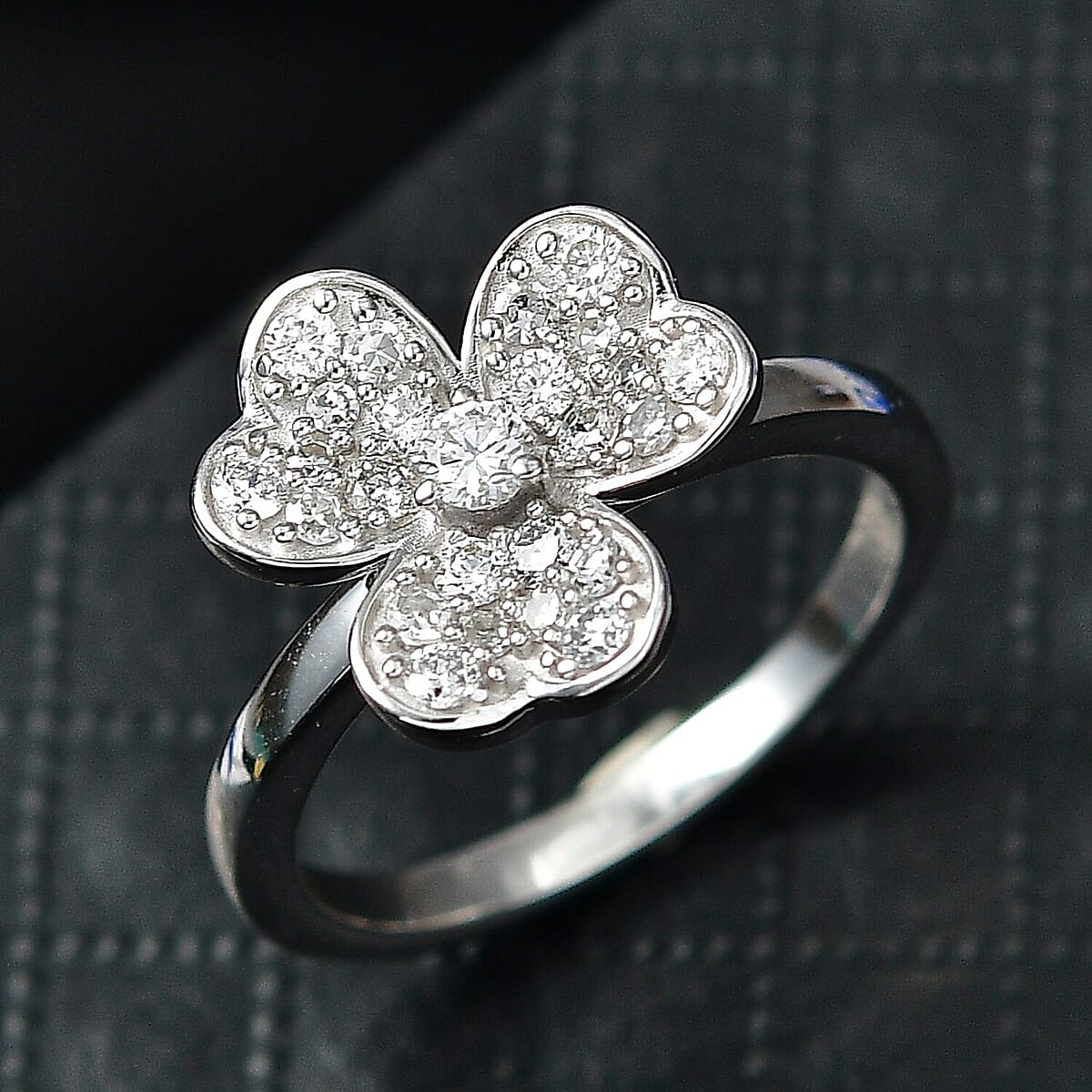 Luxuriant Lab Grown Diamond (G-H, SI) Ring in Rhodium Over Sterling Silver (Size 7.0) 0.50 ctw image number 1