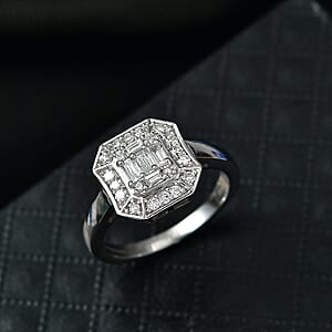 Luxuriant Lab Grown Diamond (G-H, SI) Ring in Rhodium Over Sterling Silver (Size 10.0) 0.25 ctw