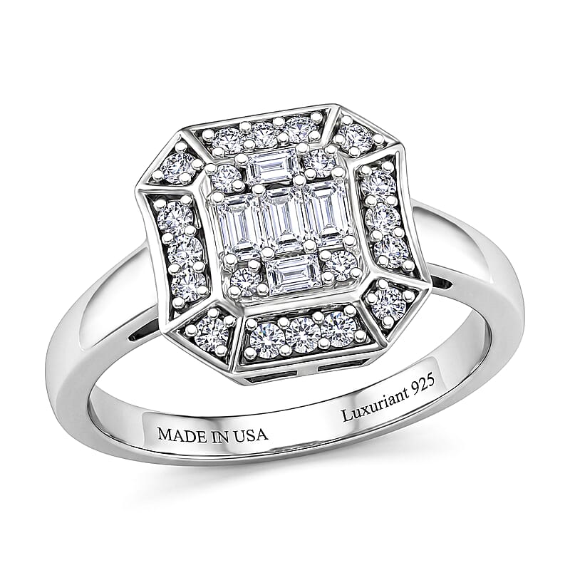 Luxuriant Lab Grown Diamond G-H SI 0.25 ctw Ring in Rhodium Over Sterling Silver (Size 11.0)