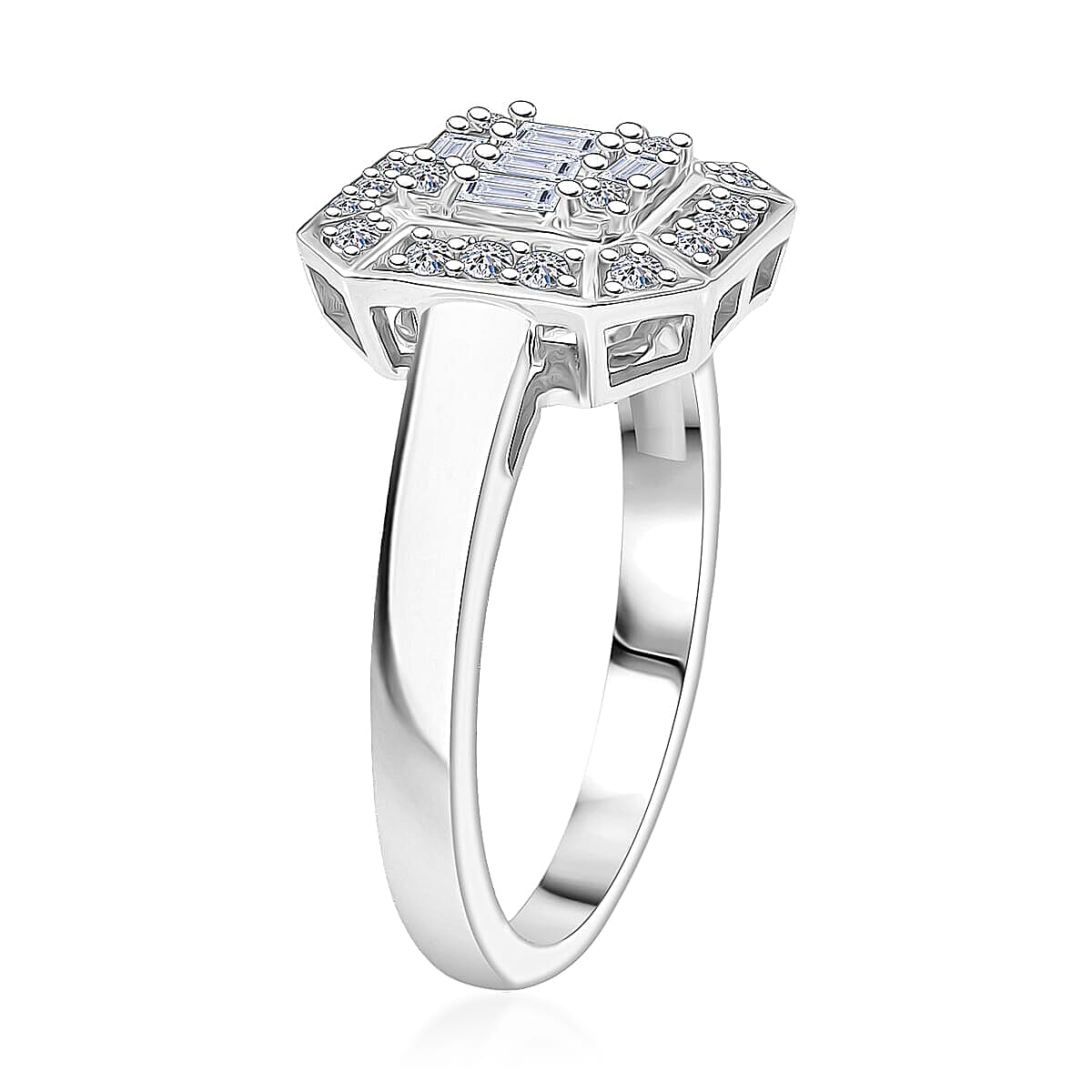 Luxuriant Lab Grown Diamond G-H SI 0.25 ctw Ring in Rhodium Over Sterling Silver (Size 11.0) (Del. In 10-12 Days)