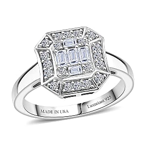 Luxuriant Lab Grown Diamond (G-H, SI) Ring in Rhodium Over Sterling Silver (Size 10.0) 0.25 ctw