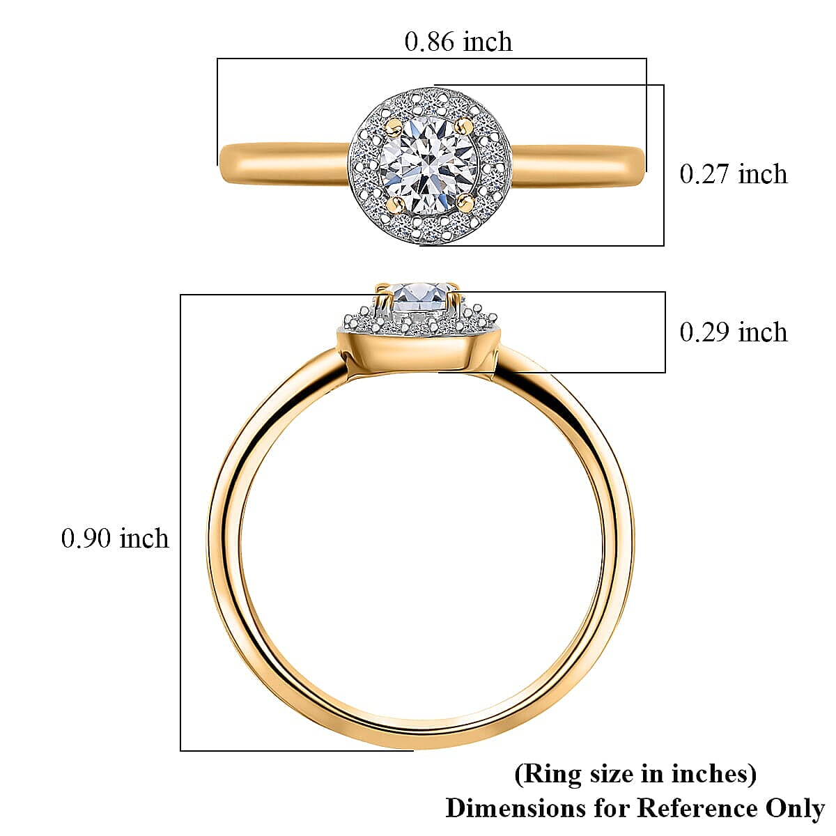Luxuriant Lab Grown Diamond G-H SI 0.50 ctw Ring in 18K Vermeil Yellow Gold Over Sterling Silver (Size 11.0) (Del. In 10-12 Days) image number 5