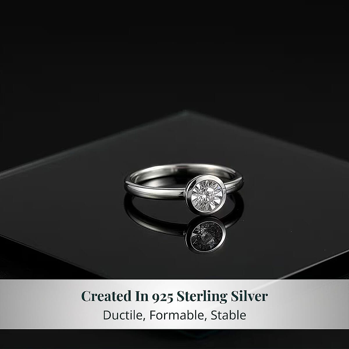 Luxuriant Lab Grown Diamond G-H SI 0.10 ctw Ring in Rhodium Over Sterling Silver (Size 5.5) (Del. In 10-12 Days) image number 2