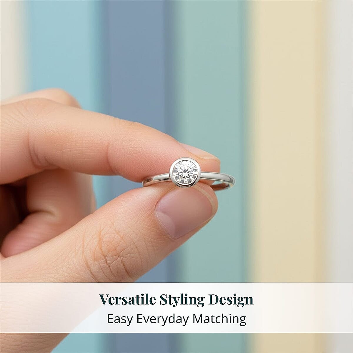 Luxuriant Lab Grown Diamond G-H SI 0.10 ctw Ring in Rhodium Over Sterling Silver (Size 5.5) (Del. In 10-12 Days) image number 5