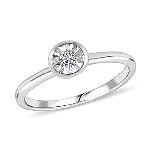 Luxuriant Lab Grown Diamond G-H SI 0.10 ctw Ring in Rhodium Over Sterling Silver (Size 7.5) (Del. In 10-12 Days)