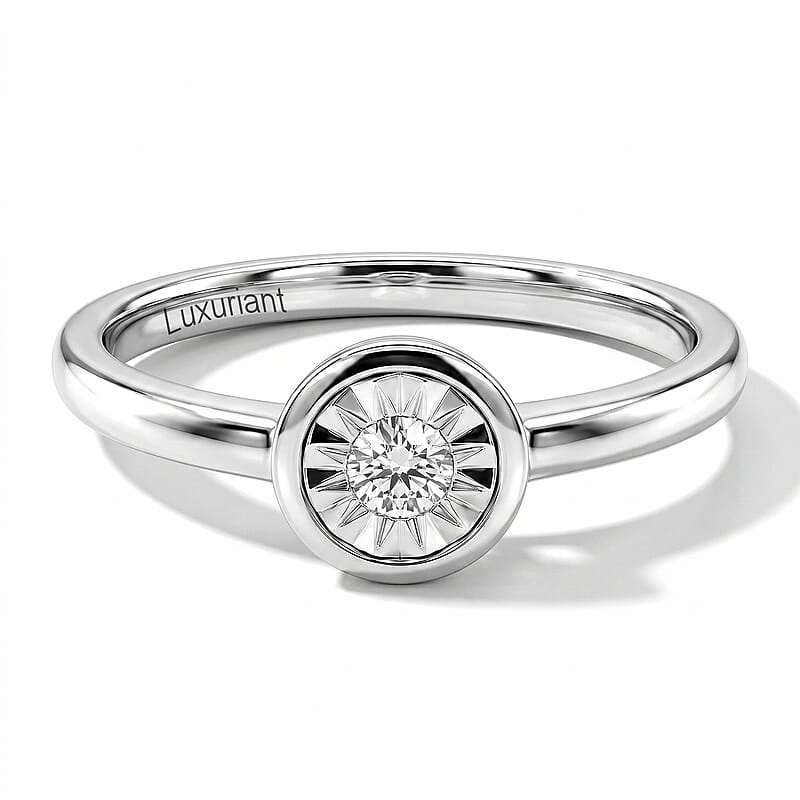 Luxuriant Lab Grown Diamond G-H SI 0.10 ctw Ring in Rhodium Over Sterling Silver (Size 9.0)