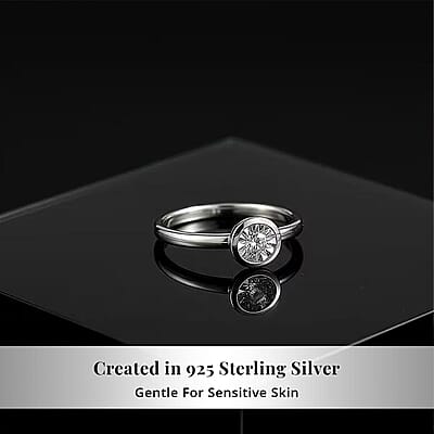 Luxuriant Lab Grown Diamond G-H SI 0.10 ctw Ring in Rhodium Over Sterling Silver (Size 9.0)