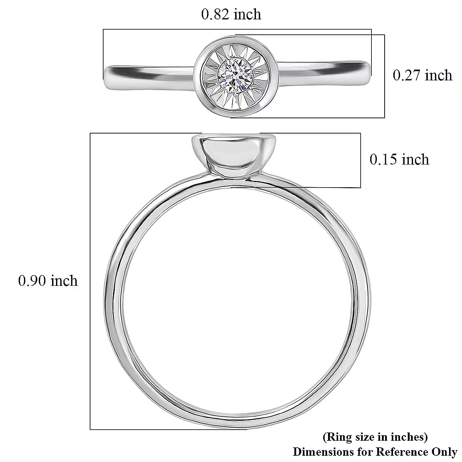 Luxuriant Lab Grown Diamond G-H SI 0.10 ctw Ring in Rhodium Over Sterling Silver (Size 9.0)