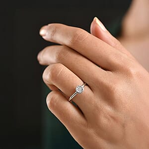 Luxuriant Lab Grown Diamond G-H SI 0.10 ctw Ring in Rhodium Over Sterling Silver (Size 10.0) (Del. In 10-12 Days)