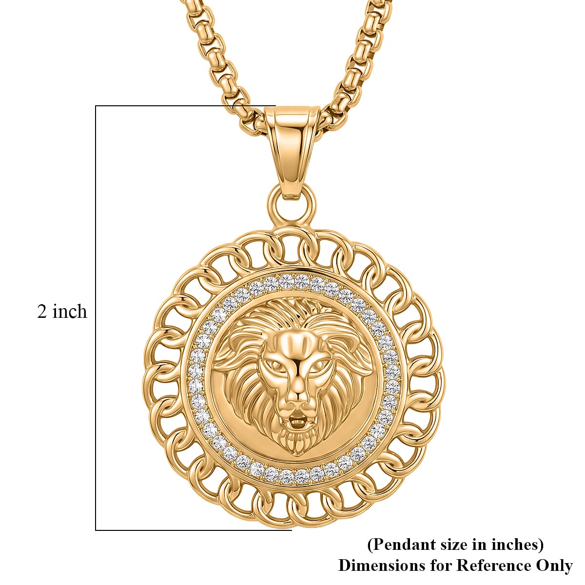 Austrian Crystal Lion Head Necklace in ION Plated YG Stainless Steel (22 Inches) image number 4