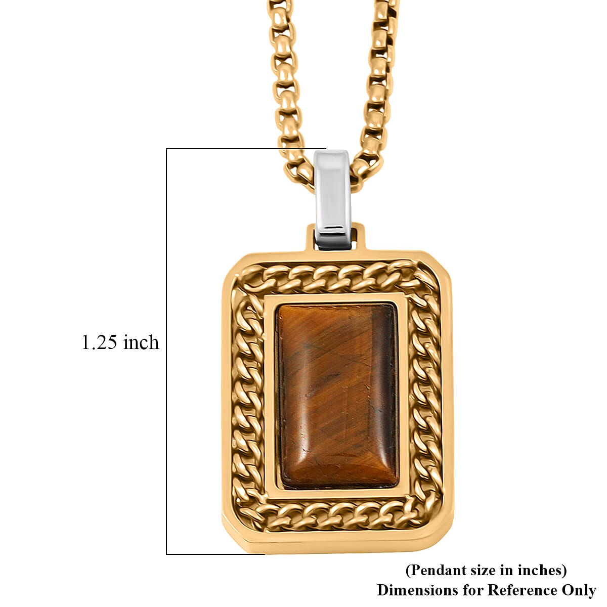 Tigers Eye Double Layer Necklace (22 Inches) in ION Plated YG Stainless Steel 1.50 ctw image number 4