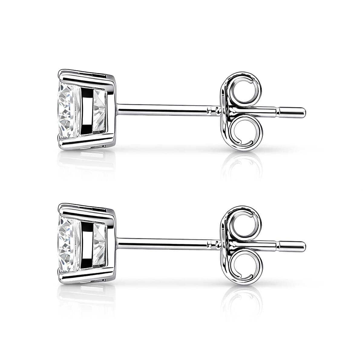 Certified Moissanite (D-E, VVS1- VVS2) 1.00 ctw Stud Earrings in Sterling Silver image number 3