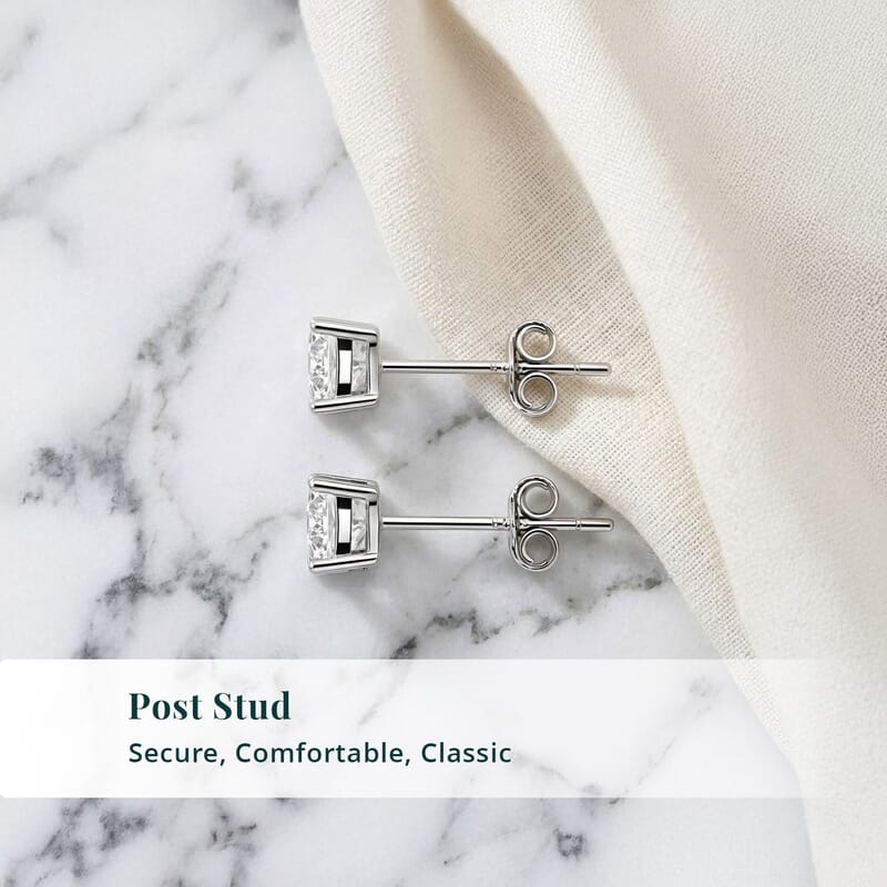 Certified Moissanite (D-E, VVS1- VVS2) 1.00 ctw Stud Earrings in Sterling Silver
