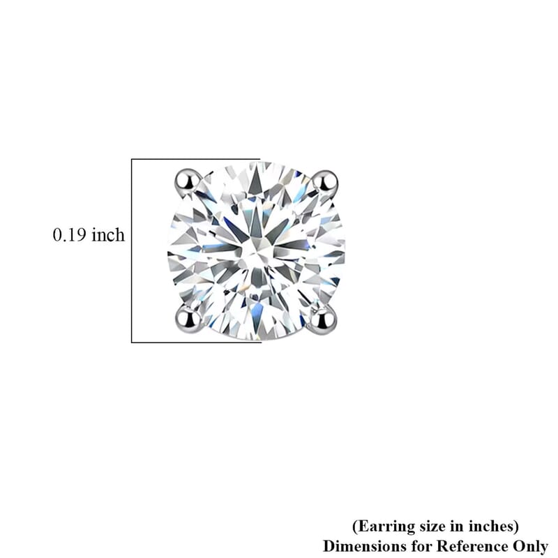 Certified Moissanite (D-E, VVS1- VVS2) 1.00 ctw Stud Earrings in Sterling Silver