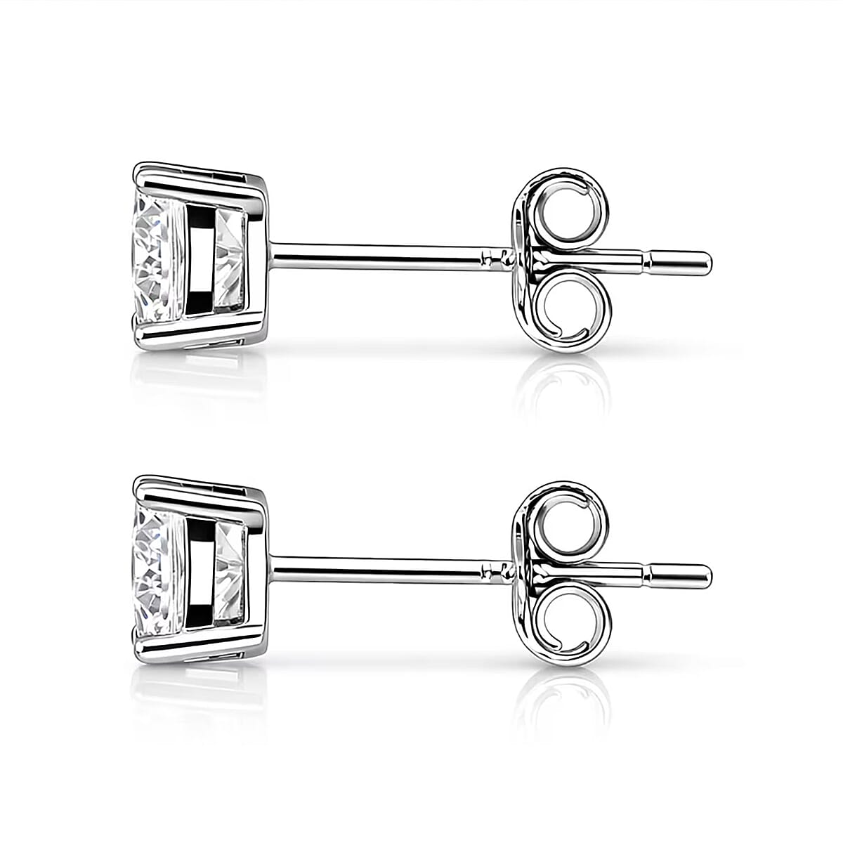 Certified Moissanite (D-E, VVS1- VVS2) 1.00 ctw Stud Earrings in Sterling Silver image number 6