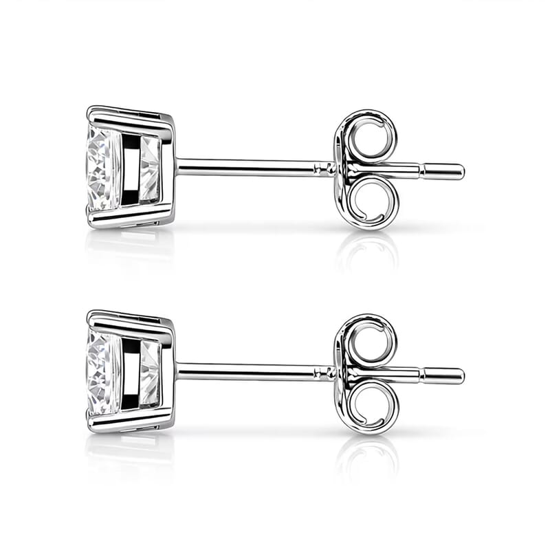 Certified Moissanite (D-E, VVS1- VVS2) 1.00 ctw Stud Earrings in Sterling Silver