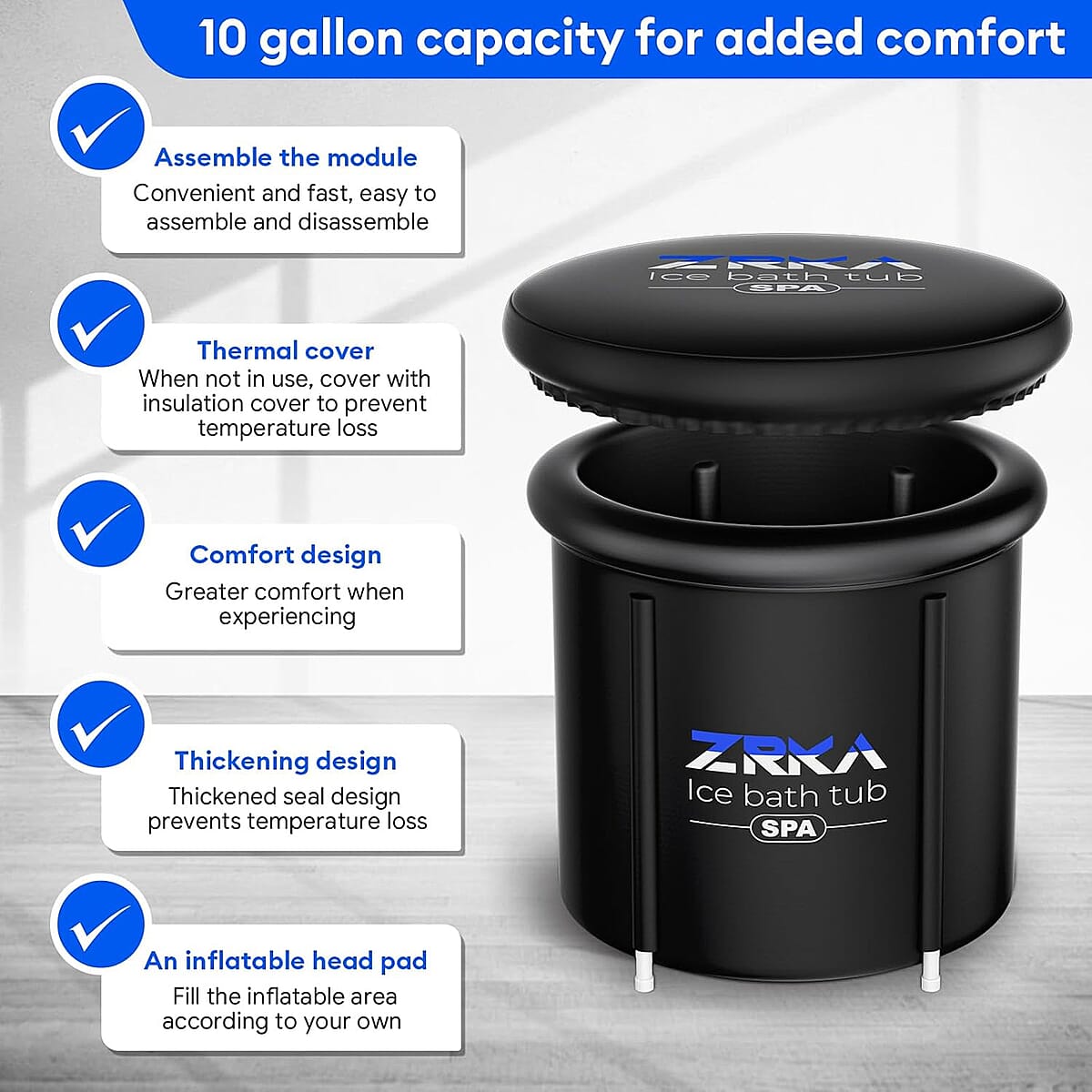 Zrka Ice Bathtub Spa - Black (7.74 Pounds) image number 2