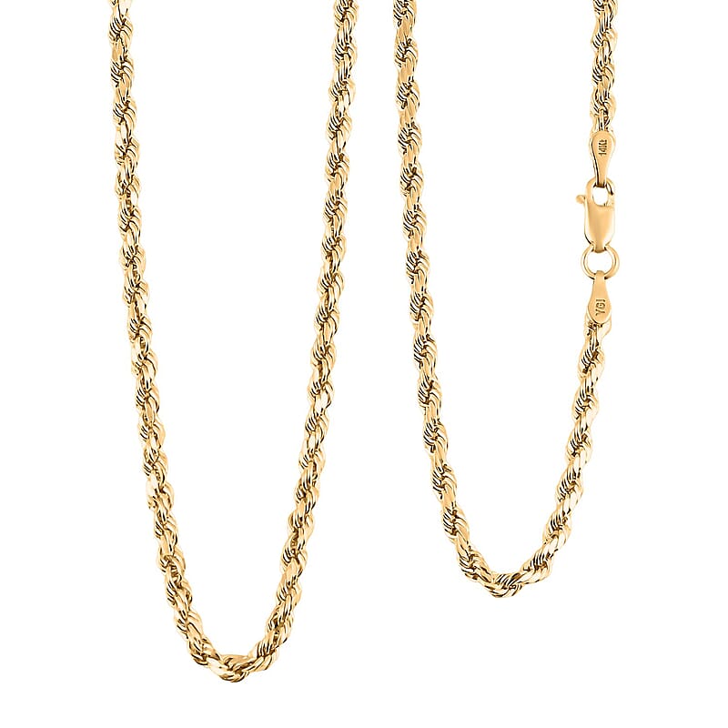 3mm Diamond-cut Rope Chain Necklace in 14K Yellow Gold 5.85 Grams (24 Inches)