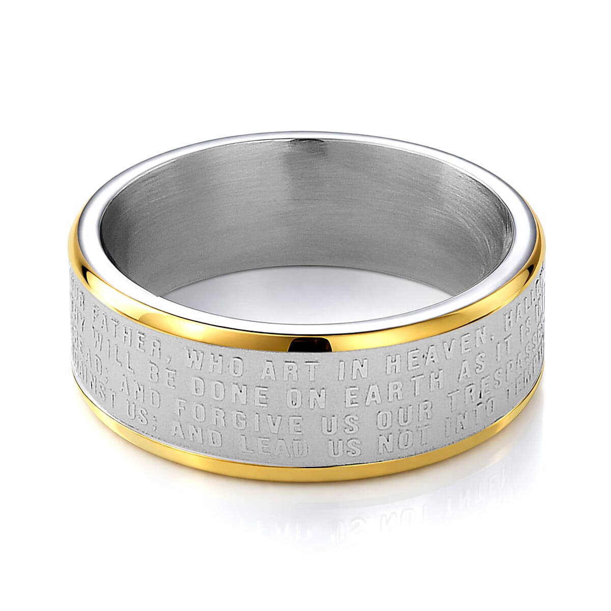 Line of Faith Cross Men's Ring in ION Plated YG and Stainless Steel (Size 10.0)
