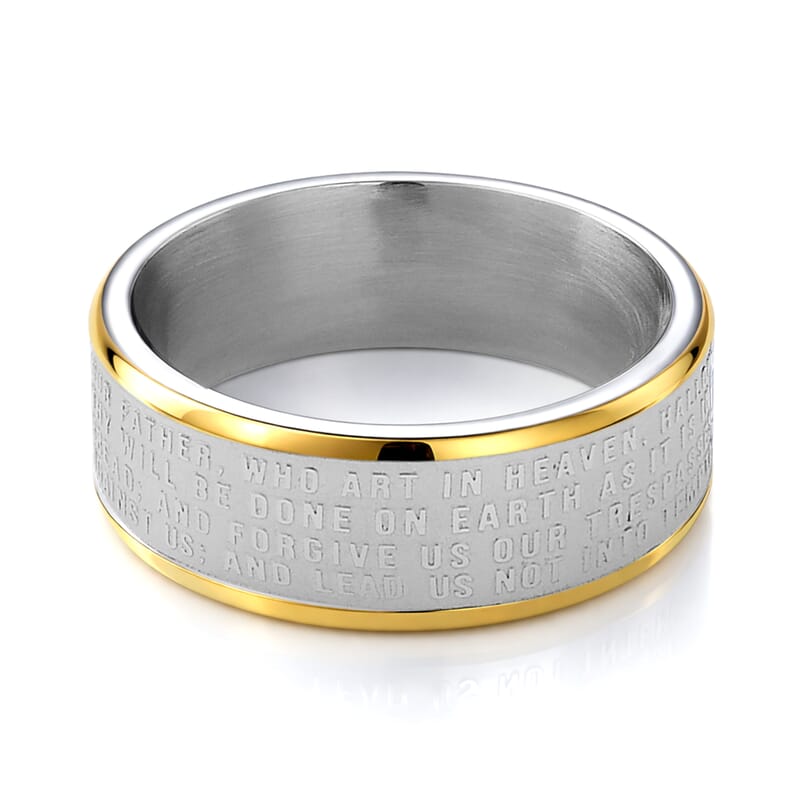 Line of Faith Cross Men's Ring in ION Plated YG and Stainless Steel (Size 11.0)