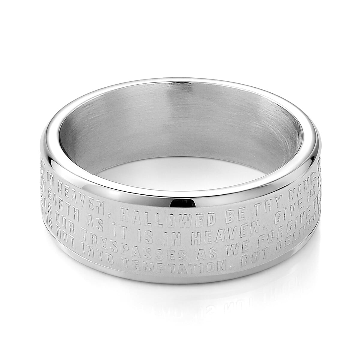 Line of Faith Cross Men's Ring in Stainless Steel (Size 10.0) image number 3