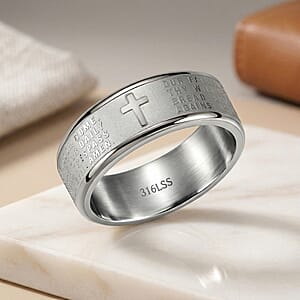 Line of Faith Cross Men's Ring in Stainless Steel (Size 11.0)