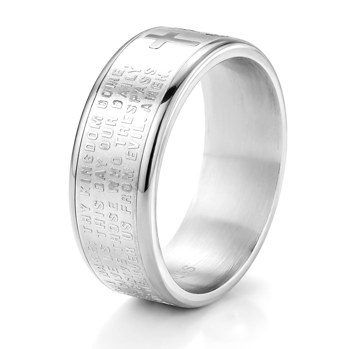 Line of Faith Cross Men's Ring in Stainless Steel (Size 12.0) image number 4