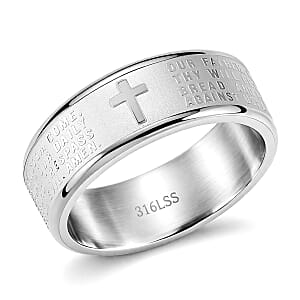 Line of Faith Cross Men's Ring in Stainless Steel (Size 13.0)